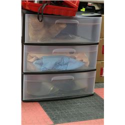 LARGE BLACK PLASTIC DRAWERS W/ CONTENTS