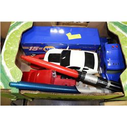 BOX OF TWO HIGHWAY TOY TRUCKS ONE BLUE NAPA AND