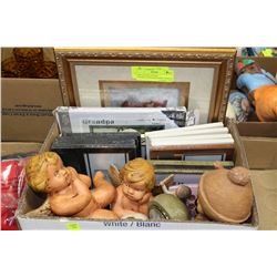 BOX OF NEW PICTURE FRAMES,CANDLEHOLDERS,CANDLES,
