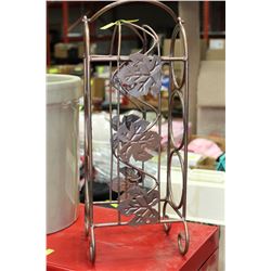 3-BOTTLE WROUGHT IRON WINE RACK