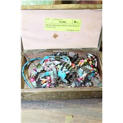 BRASS DRAGON JEWELLERY BOX W/ CONTENTS