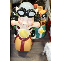 BIKER PIG COOKIE JAR