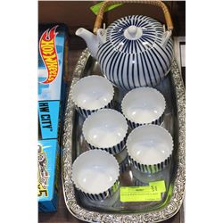 BLUE & WHITE TEASET ON A TRAY