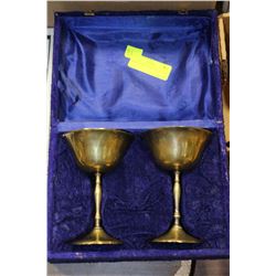 BRASS GOBLETS IN A VELOUR CASE