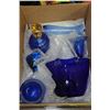 Image 1 : BOX OF BLUE GLASS DECORATIVE ITEMS