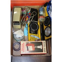 FLAT OF OFFICE SUPPLIES INCLUDES DYMO LABEL MAKER,