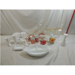 JACKPOT BOX, FENTON HOBNOB MILK GLASS, PAINTED GLA