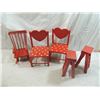 Image 1 : LOT 5 RED WOODEN DOLL FURNITURE