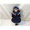 Image 3 : 16" PORCELAIN DOLL BEAUTIFUL BLUE VELVET DRESS