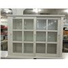 Image 1 : WHITE STORAGE CABINET W/ SLIDING GLASS DOORS