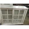 Image 1 : WHITE STORAGE CABINET W/ SLIDING GLASS DOORS