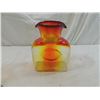 Image 1 : RED & YELLOW GLASS VASE PITCHER