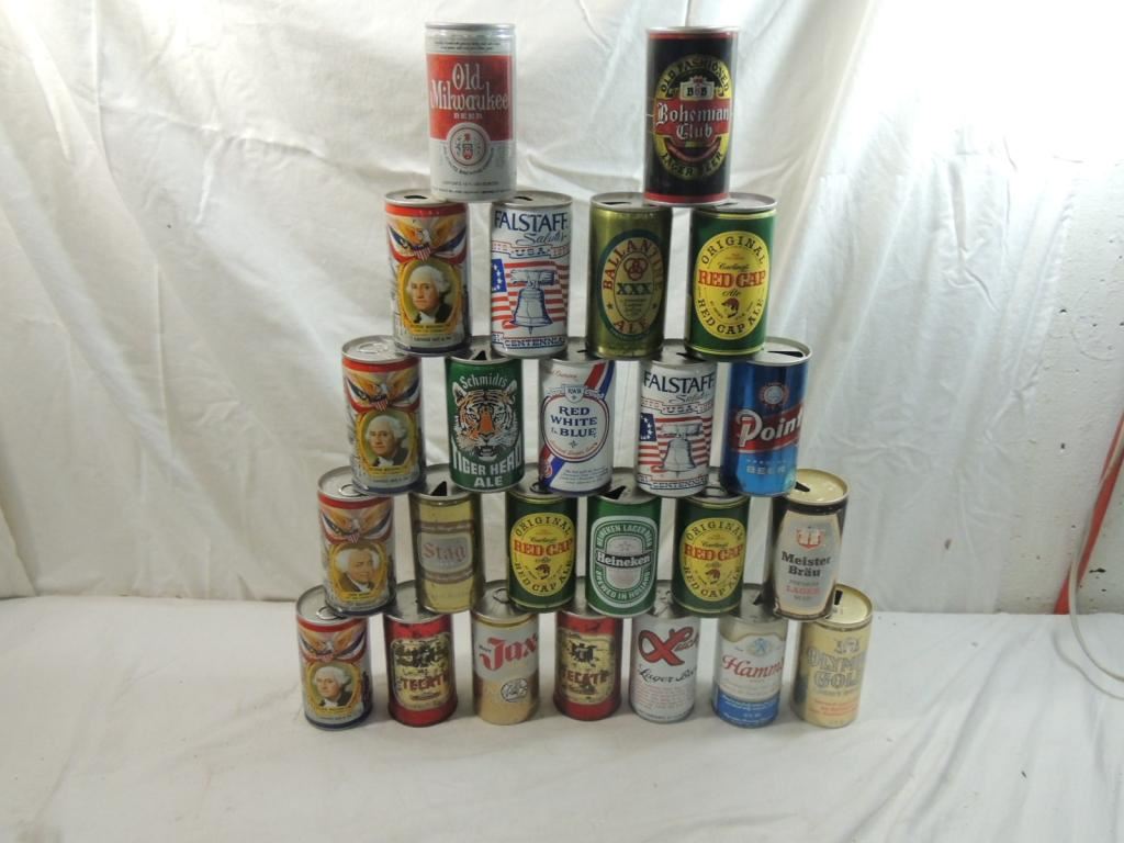 LOT 24 ASSORTED VINTAGE BEER CANS