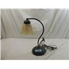 Image 1 : VINTAGE GLASS SHADE METAL TABLE LAMP
