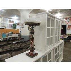 UNIQUE WOOD BASE LAMP GLASS TOP