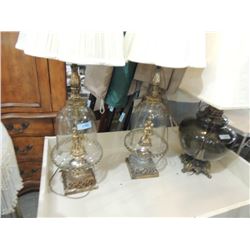 PAIR EUROPEAN  GLASSBELL & CHERUB LAMPS
