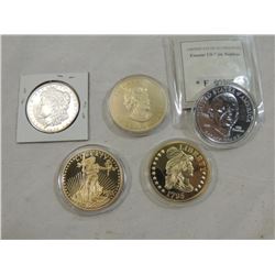 LOT 5 FAMOUS US COIN REPLICAS