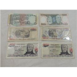 LOT 6 ASSORTED FOREIGN PAPER CURRENCY