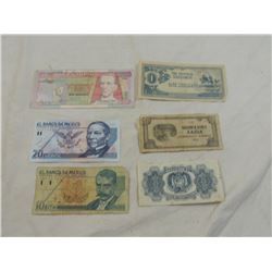 LOT 6 ASSORTED FOREIGN PAPER CURRENCY