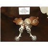 Image 1 : Garza/ Silver Inlay/ Elko Star Pattern Spurs/ Bucking Horse Conchos on Straps