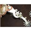 Image 4 : Garza/ Silver Inlay/ Elko Star Pattern Spurs/ Bucking Horse Conchos on Straps