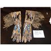 Image 1 : Beaded Fringed Gauntlets with Horses and Indian Chiefs 6" X 18"