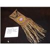 Image 1 : Beaded Fringed Leather Bag w/Antler Clasp- 4" X 8"