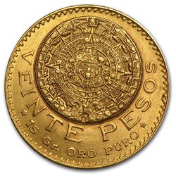 1918 Mexico Gold 20 Pesos BU, Almost 100 Years Old