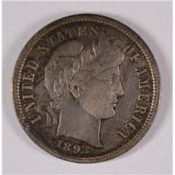 1893-S BARBER DIME, XF