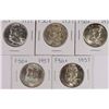 Image 1 : (5) 1957 FRANKLIN HALF DOLLARS CH BU