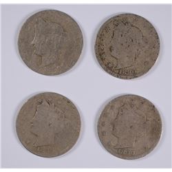 (4) 1890 V-NICKELS