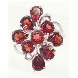 STERLING SILVER GARNET RING - SIZE 7