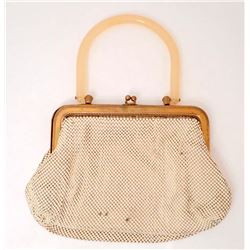VINTAGE WHITING AND DAVIS MESH PURSE W/ LUCITE HANDLE