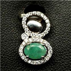 STERLING SILVER GREEN EMERALD PENDANT