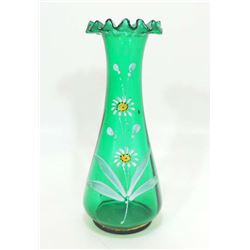 VINTAGE MARY GREGORY HANDPAINTED GLASS VASE