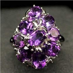 WHITE GOLD OVER STERLING SILVER PURPLE AMETHYST RING - SIZE 6.75