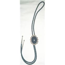 S.S. Signed Bolo Tie w/Black Onyx