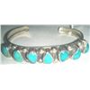 Image 1 : Navajo Cuff Sterling Silver Bracelet w/Turquoise