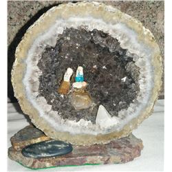 Smokey Quartz Geode w/Miniature Nativity Scene