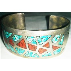 Sterling Silver Bracelet w/Coral and Turquoise