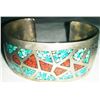 Image 1 : Sterling Silver Bracelet w/Coral and Turquoise