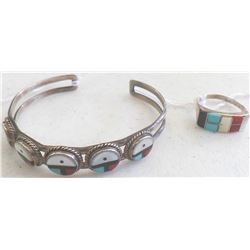 Zuni Sterling Silver Bracelet and Ring