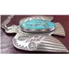 Image 6 : Sterling Silver Signed Navajo Necklace w/Turquoise Thunderbird Pendant