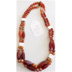 Double Stranded Carnelian Bead Necklace w/Bone Spacers