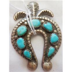 Navajo Sterling Silver and Turquoise Horse Shoe Pin