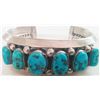 Image 1 : Navajo  Cuff  Sterling Silver Bracelet w/Turquoise