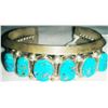 Image 2 : Navajo  Cuff  Sterling Silver Bracelet w/Turquoise