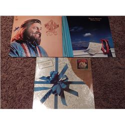 Lot of 3 Signed Willie Nelson Albums