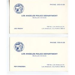 Lot of 2 Screen Used Dragnet Prop Business Cards