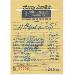 Harry Levitch Jeweler Invoice Dated 4-29-67 Elvis Presley Jewelry